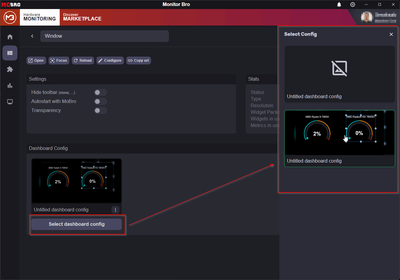 Assign dashboard configuration