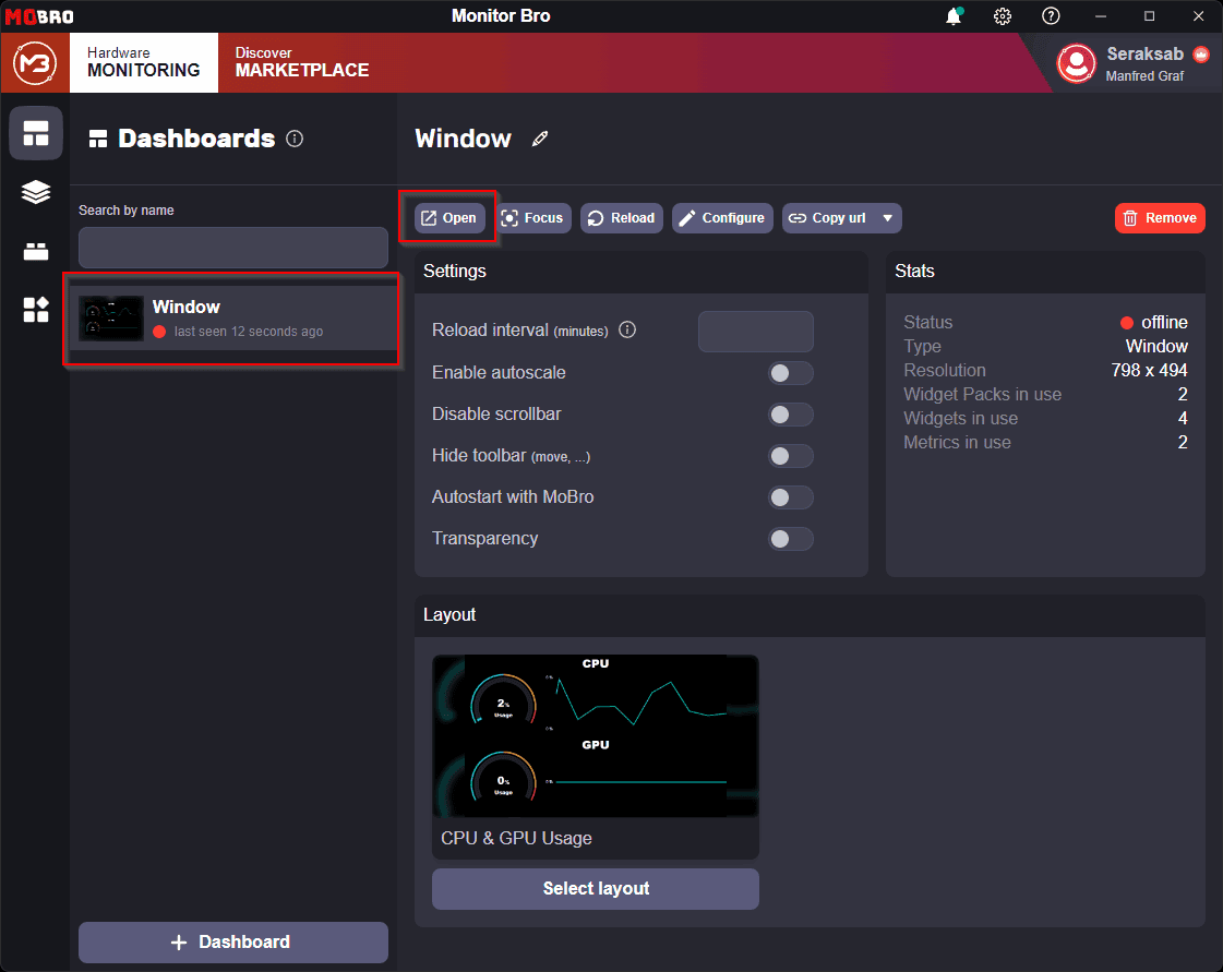 Dashboard list