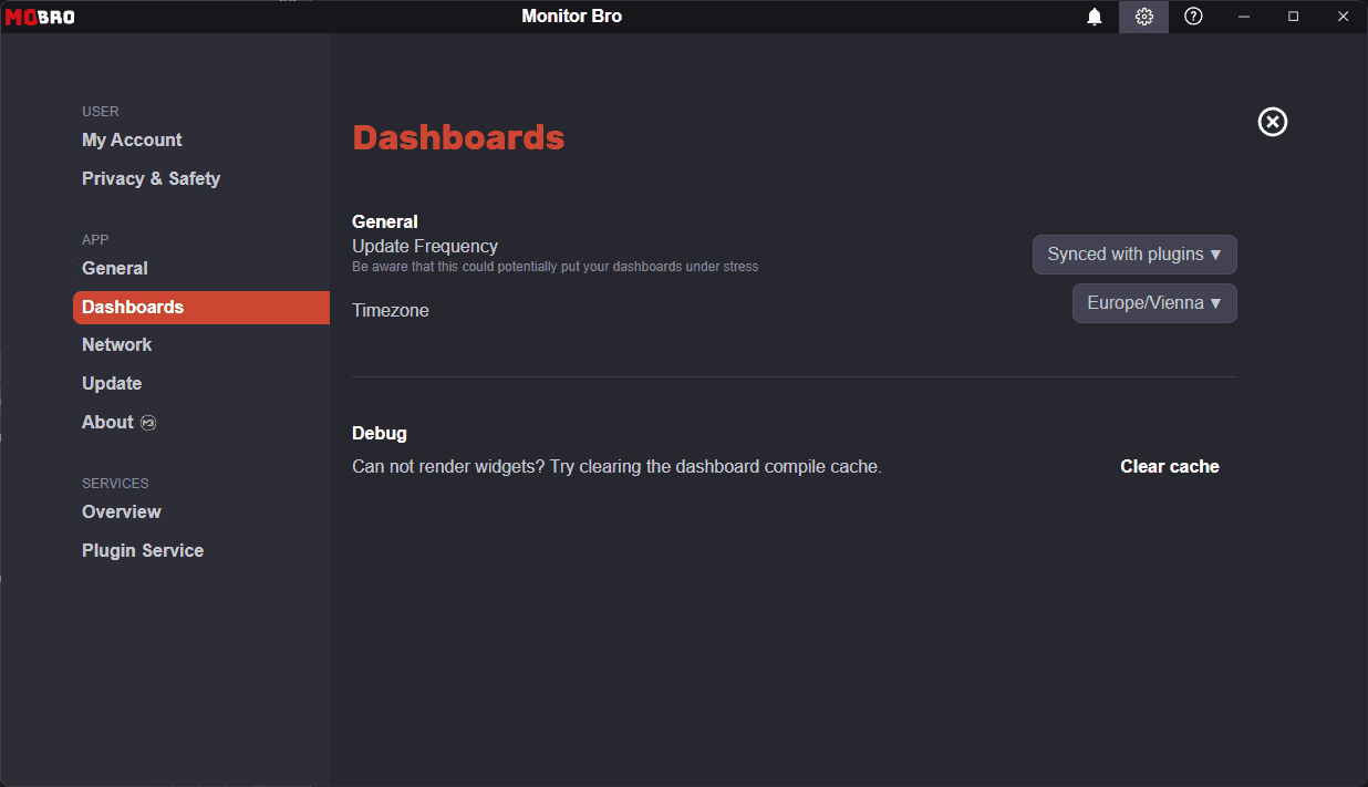 Dashboard Settings